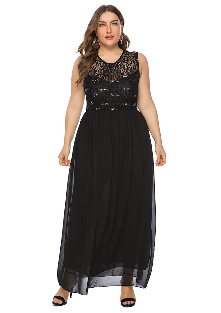 Black Plus Size Long Evening Dress