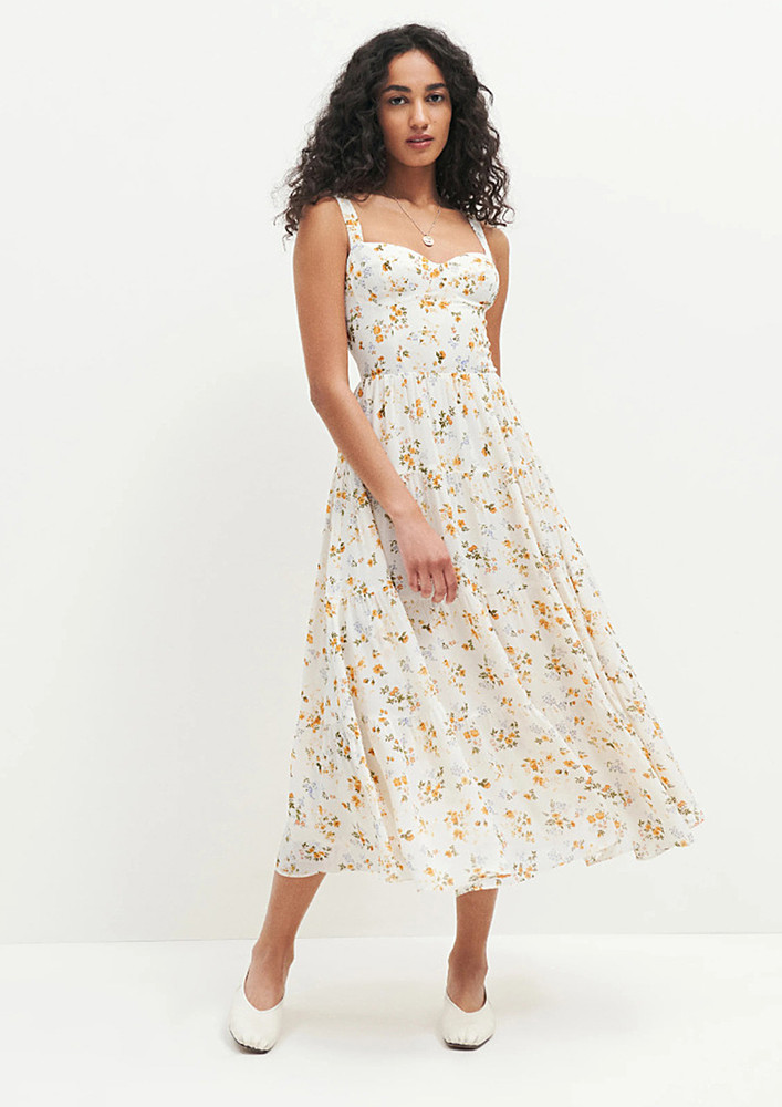 Floral Pattern Mid-length A-line Dress