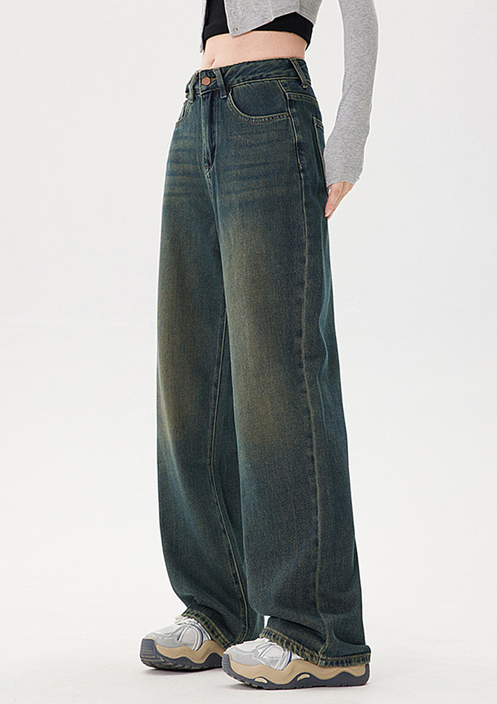 Retro Blue Straight Washed Jeans