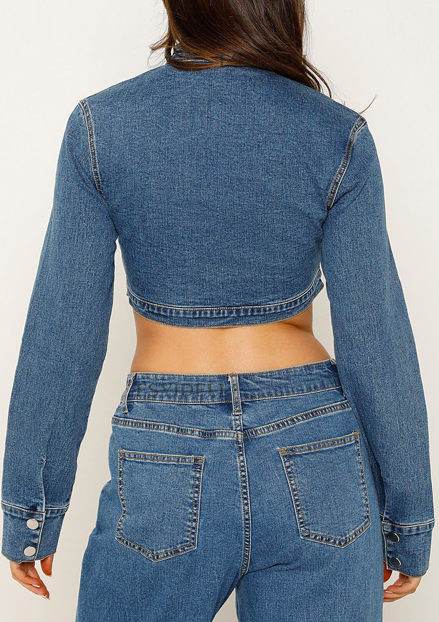 Blue Off-Shoulder Denim Style Crop Top | Rose - BlackPink - Fashion Chingu