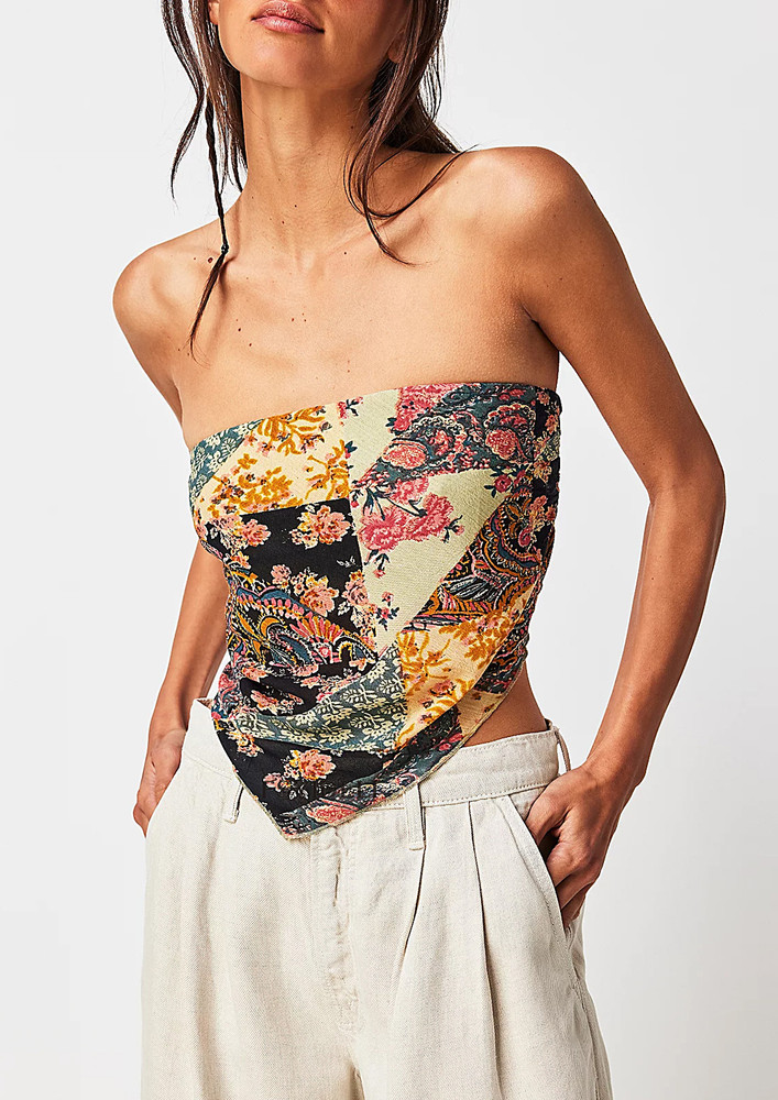 Floral Pattern Knot-tie Open-back Top
