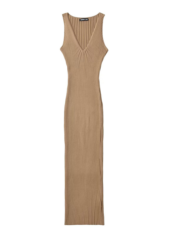 BROWN MID-LENGTH FREE SIZE BODYCON DRESS