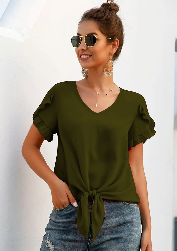 Taggd Casual Solid Women Dark Green Top- Tag-sep-22-184