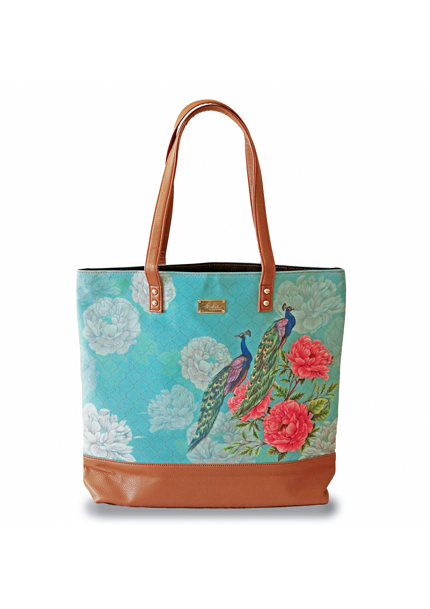Strokes by Namrata Mehta Peacocks and Peonies Tote Bag For Women
