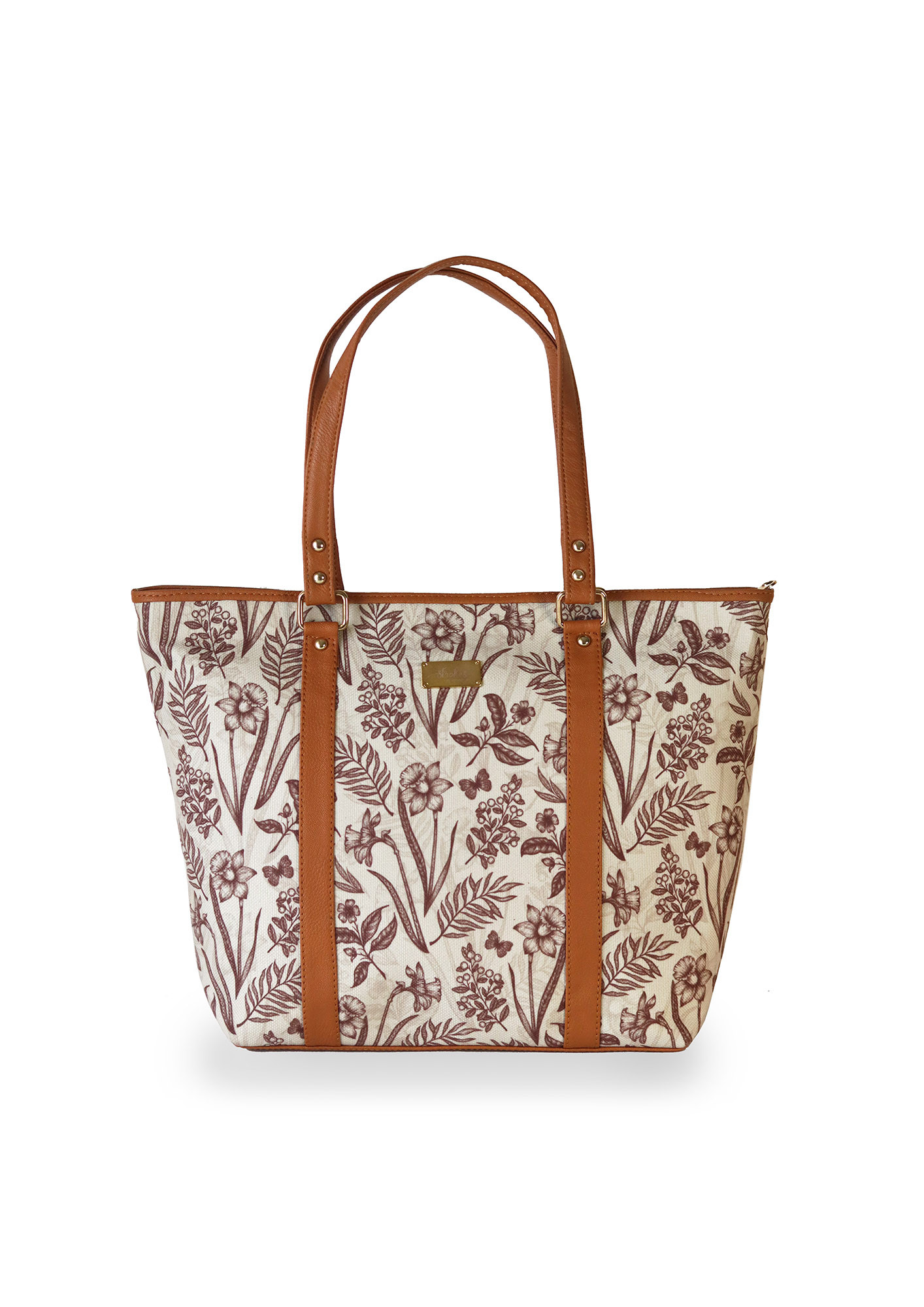 Strokes by Namrata Mehta Sepia Spring Blooms Tote Bag For Women