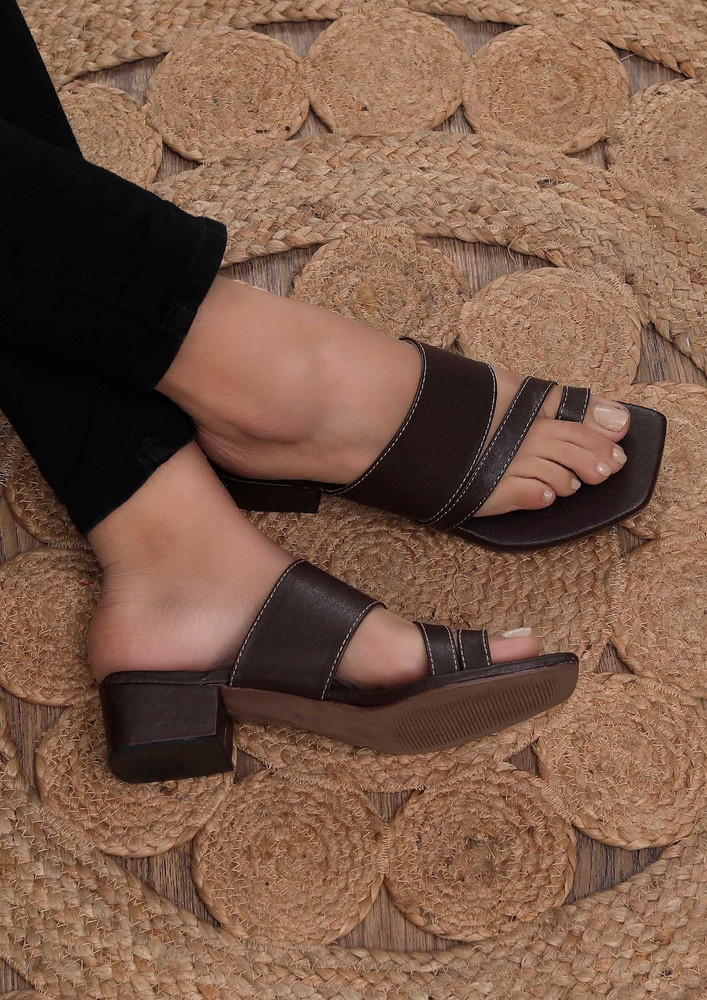 Umber Brown Cruelty Free Leather Strap Heels