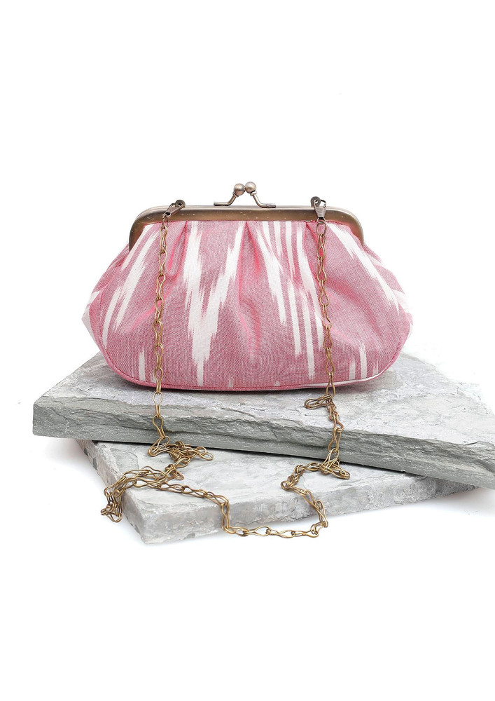Rose Pink Ikat Clutch Bag