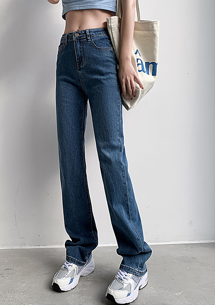 Retro Blue Mid-rise Straight Jeans