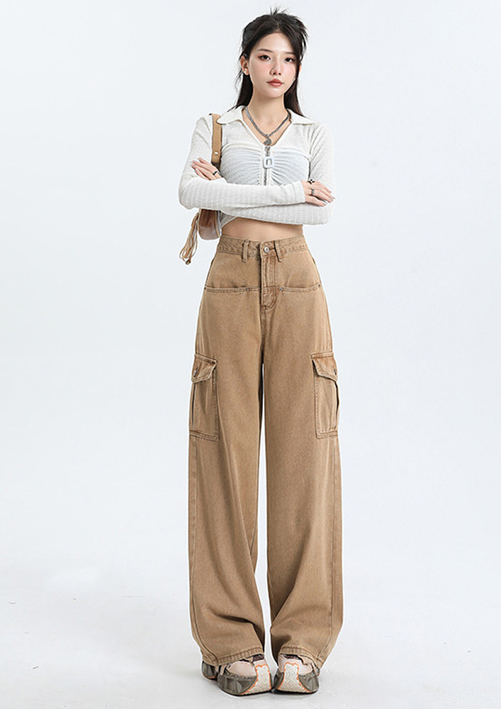 Light Brown High-waisted Jeans