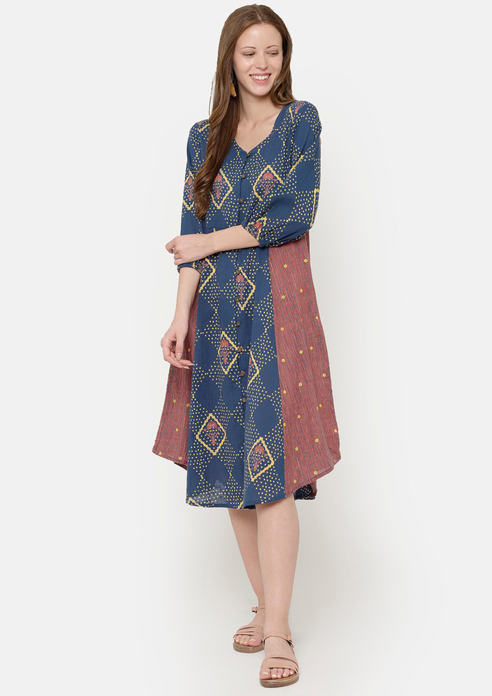 Shirt dress with printed panels