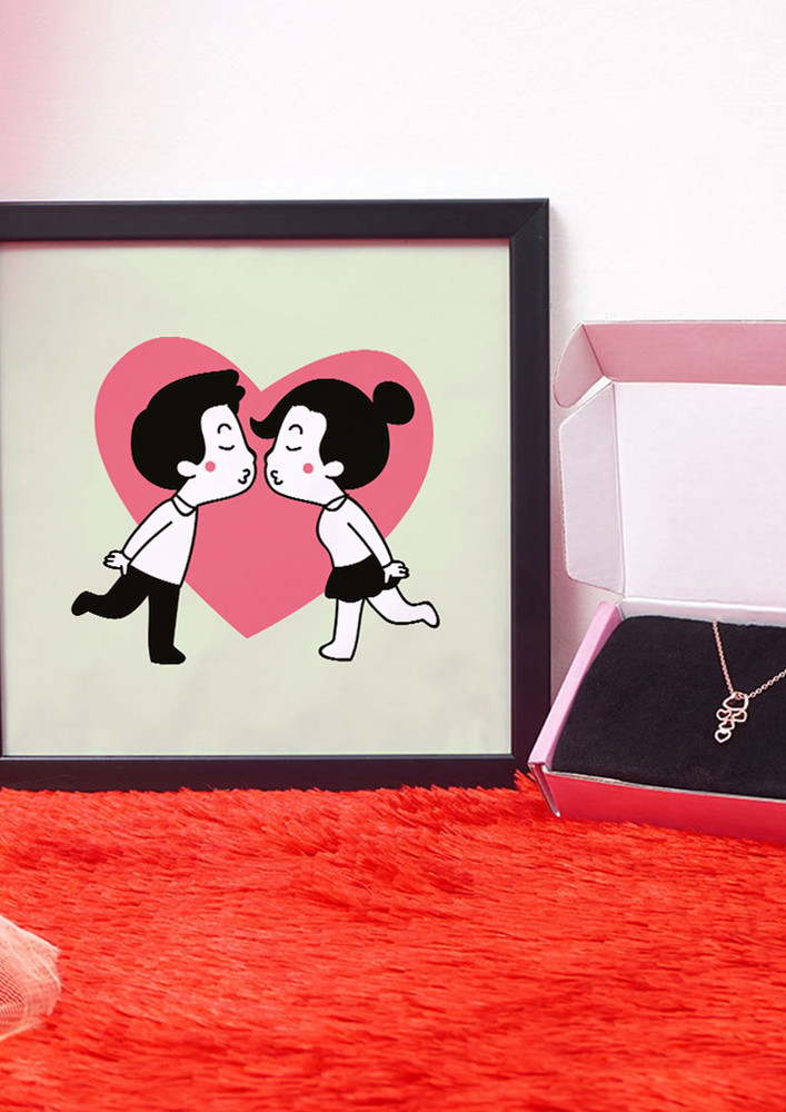 Heart Valentine Gift Set | Valentine's Day Gifts For Girlfriend | Valentine Gift For Wife | Pendant For Girl/women | Photo Frame (8x8 Inches)
