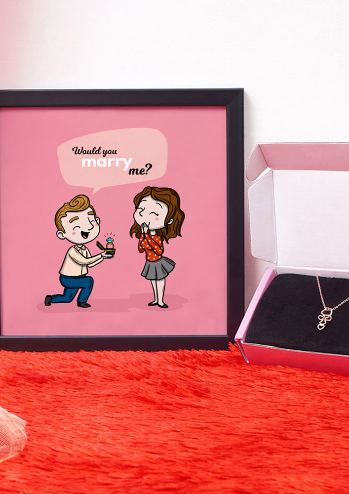 Would You Marry Me? Valentine Gift Set | Valentine's Day Gifts For Girlfriend | Valentine Gift For Wife | Pendant For Girl/women | Photo Frame (8x8 Inches)