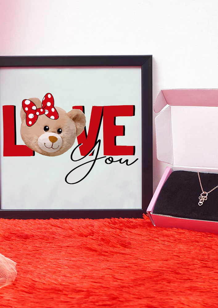 Love You Valentine Gift Set | Valentine's Day Gifts For Girlfriend | Valentine Gift For Wife | Pendant For Girl/women | Photo Frame (8x8 Inches)