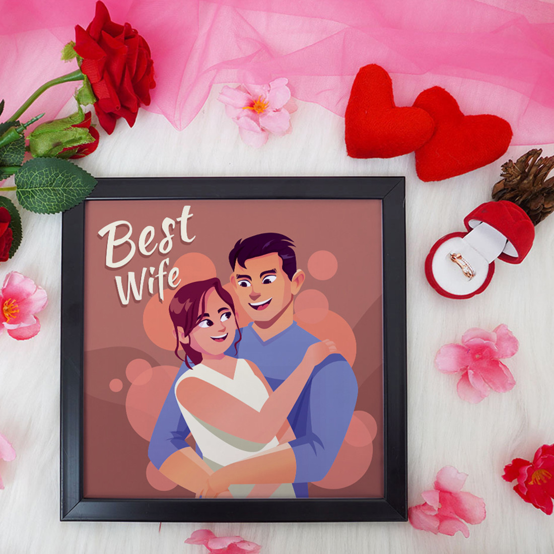 Best Wife Valentine Gift Set | Valentine's Day Gifts for Girlfriend | Valentine Gift for Wife | Ring for Women/Girl | Photo Frame (8x8 Inches)