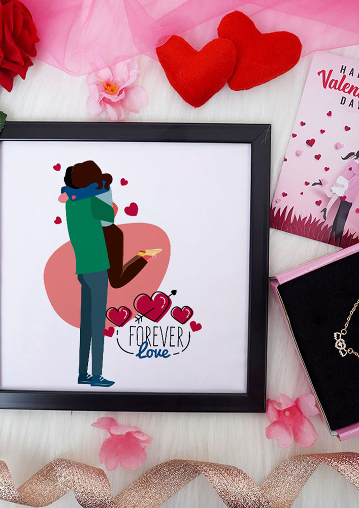 Forever Love Valentine Gift Set | Valentine's Day Gifts For Girlfriend | Valentine Gift For Wife | Women's Pendant/pendant For Girl/greeting Card | Photo Frame (8x8 Inches)