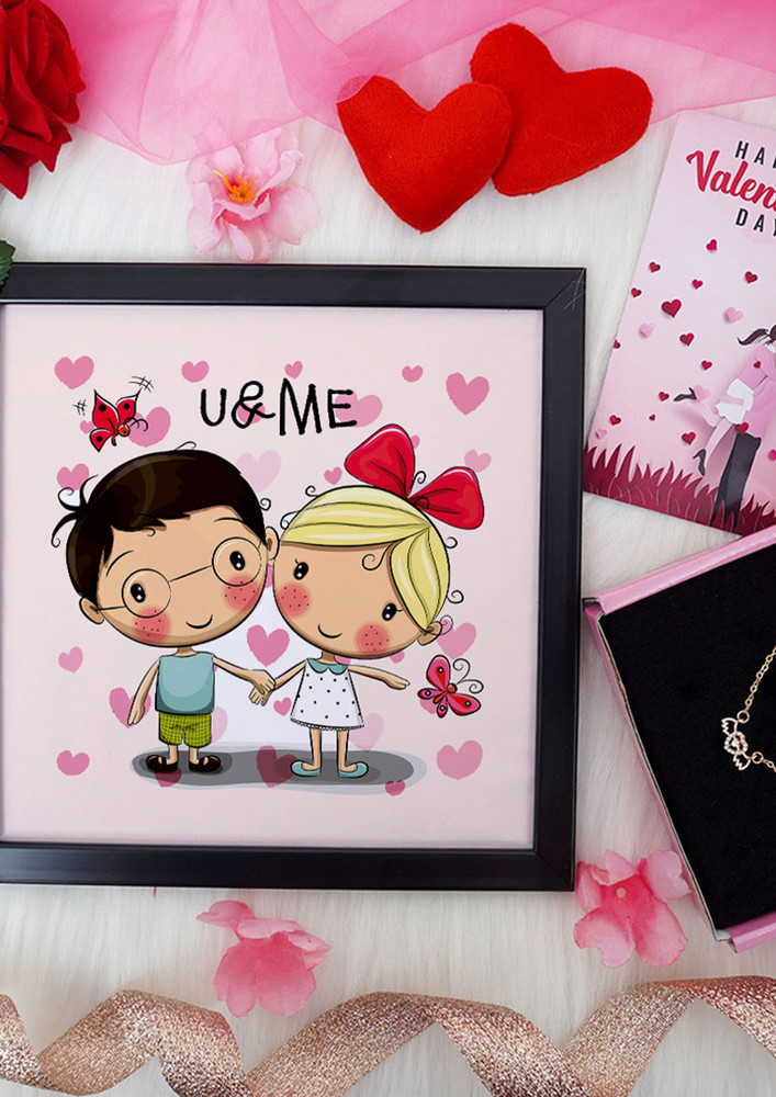 U & Me Valentine Gift Set | Valentine's Day Gifts For Girlfriend | Valentine Gift For Wife | Women's Pendant/pendant For Girl/greeting Card | Photo Frame (8x8 Inches)