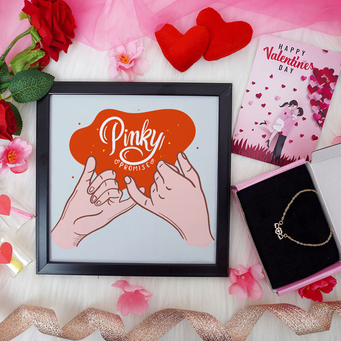Promise Valentine Gift Set | Valentine's Day Gifts for Girlfriend | Valentine Gift for Wife | Women's Pendant/Pendant for Girl/Greeting Card | Photo Frame (8x8 Inches)