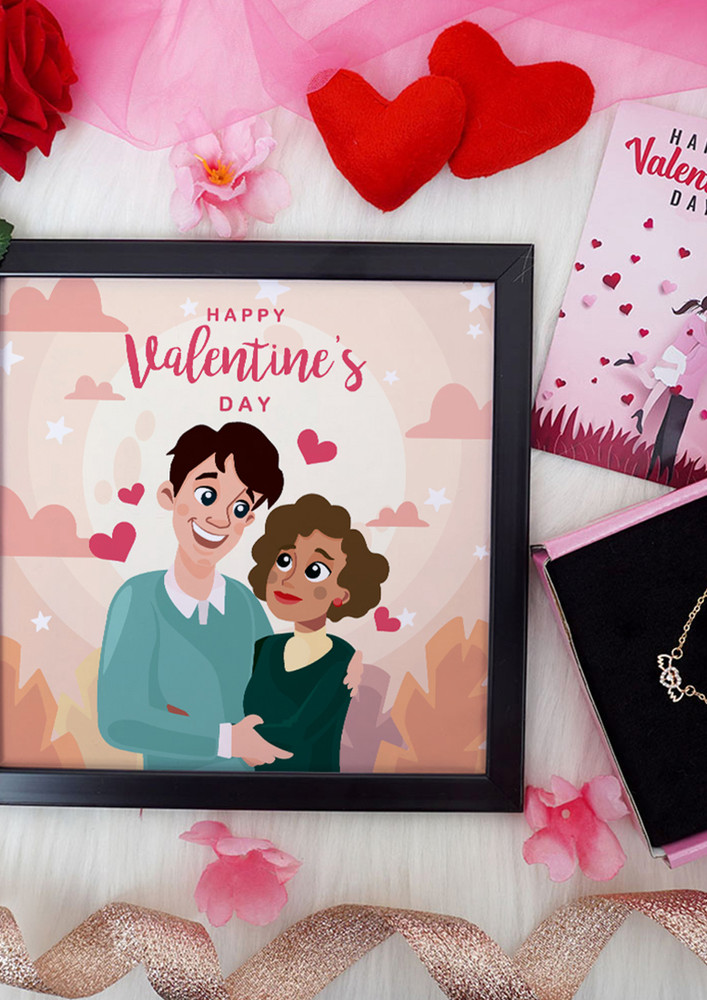Valentine's Day Gift Set | Valentine's Day Gifts for Girlfriend | Valentine Gift for Wife | Women's Pendant/Pendant for Girl/Greeting Card | Photo Frame (8x8 Inches)