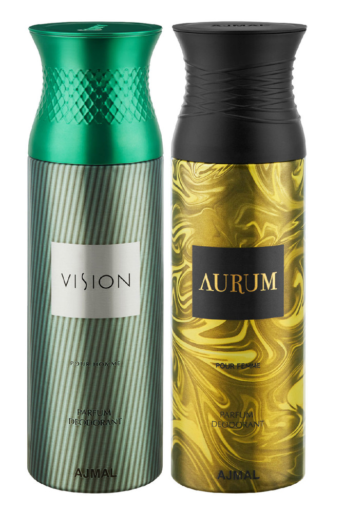 Ajmal Vision & Aurum Deodorants Gift For Men & Women (200 ml, Pack of 2) + 1 Perfume Tester