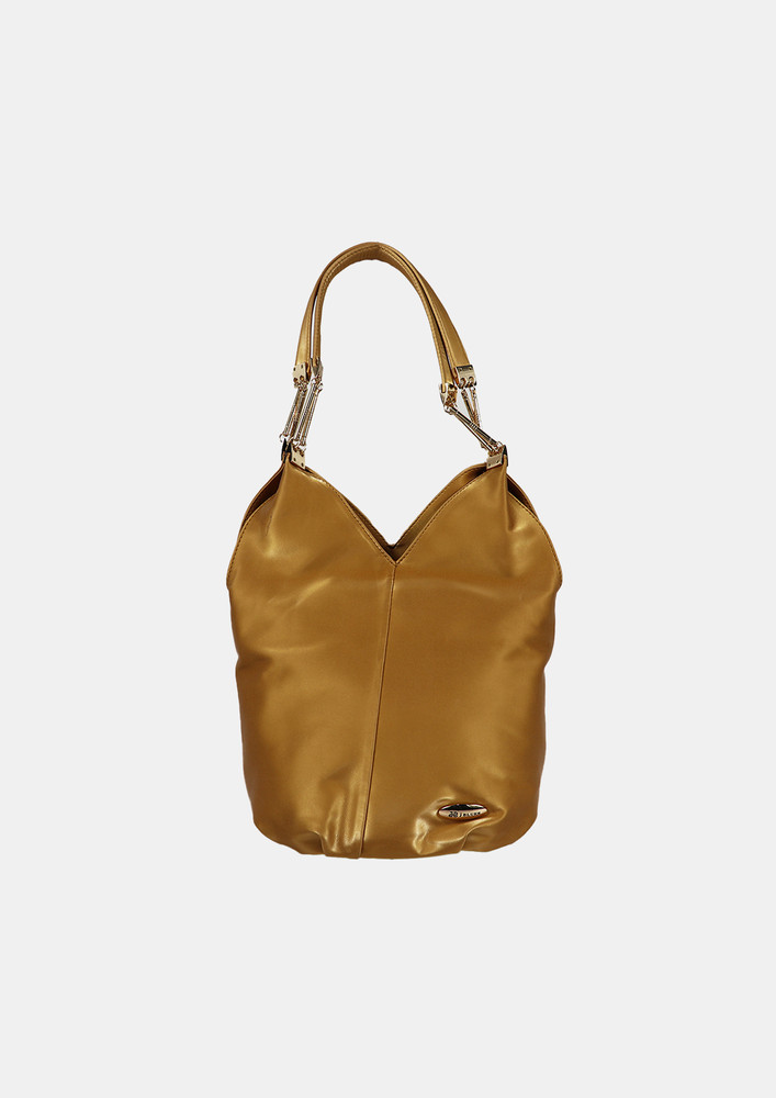 Golden Structured Hobo Bag | Shopper Bag