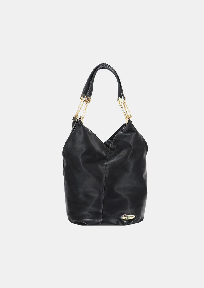 Black Structured Hobo Bag | Shopper Bag