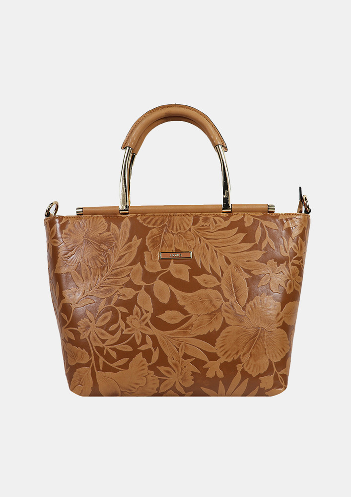 Brown Embellished Tote Handbag For Women