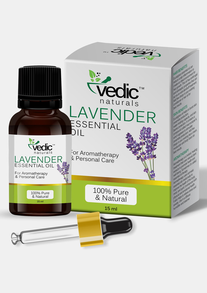 Vedic Naturals Lavender Essential Oil For Aromatherapy & Ideal for Skin & Hair Lavender Essential Oil for Hair Growth, Face, Sleep and Skin Personal care 100% Natural & Pure 