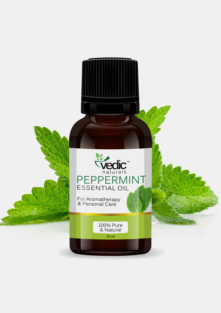 Vedic Naturals Peppermint Essential Oil For Aromatherapy & Personal care 100% Natural & Pure ,Organic for Steam Inhaler, Cough, Cold, Relaxing, Hair Growth - Camphor Family Premium Oil