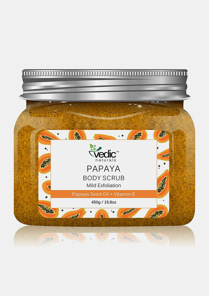 Vedic Naturals Papaya Body Scrub 450gm | Tan Removal | Removes Dead Skin | Exfoliation | 100% Organic