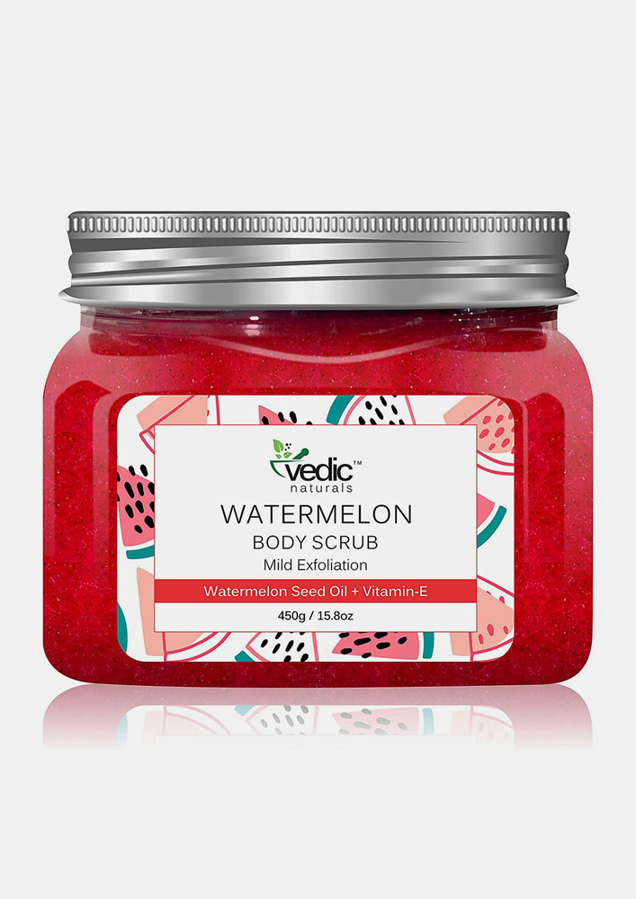 Vedic Naturals Watermelon Body Scrub 450gm | Tan Removal | Removes Dead Skin | Exfoliation | 100% Organic