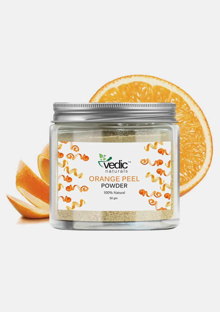 Vedic Naturals Orange Peel Powder Face Pack | 100% Natural | Glowing Skin & Reduces Tan | 50g
