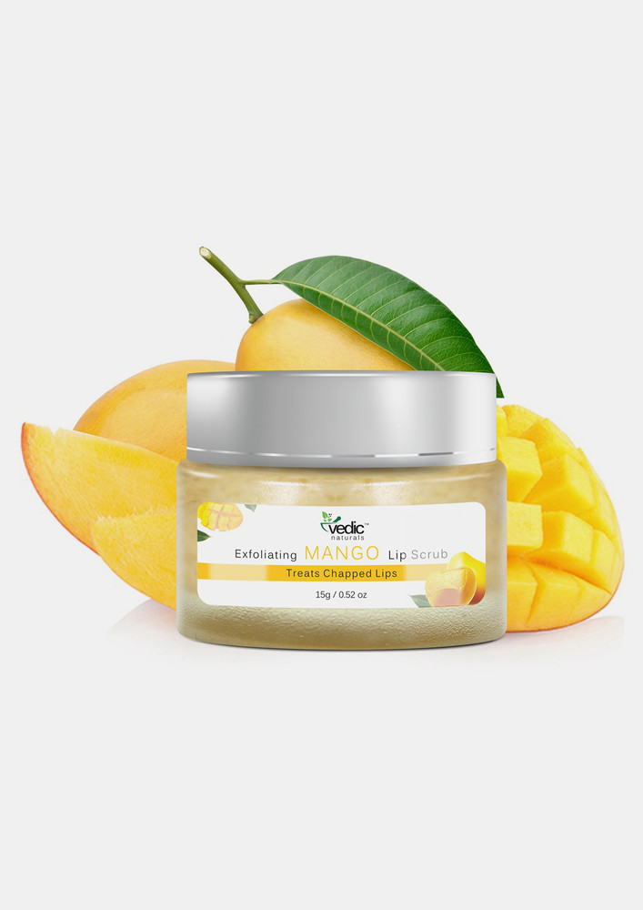 Vedic Naturals Exfoliating Mango Lip Scrub-15g | Treats Chapped Lips & Reduces Pigmentation | Enriched With Mango Butter, Kokum Butter & Shea Butter
