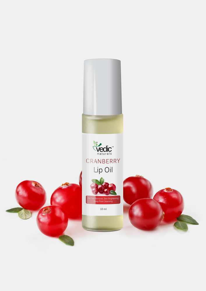 Vedic Naturals Cranberry Lip Oil - 10ml | Deep Nourishment & Natural plump | Soft & Smooth Lips | Enriched With Cranberry Oil & Olive Oil | 100% Organic