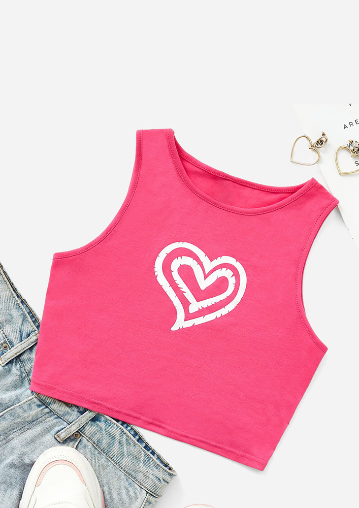 HEART HAVEN PINK CROPPED TOP
