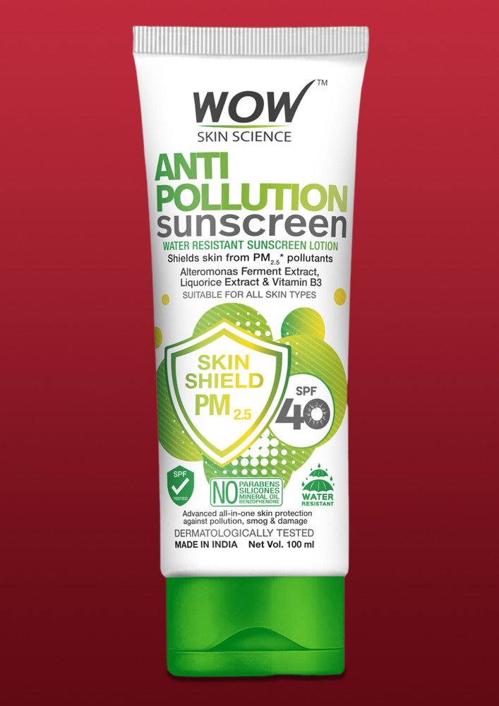 Wow Skin Science Anti Pollution Sunscreen Spf 40 Lotion, 100ml Tube