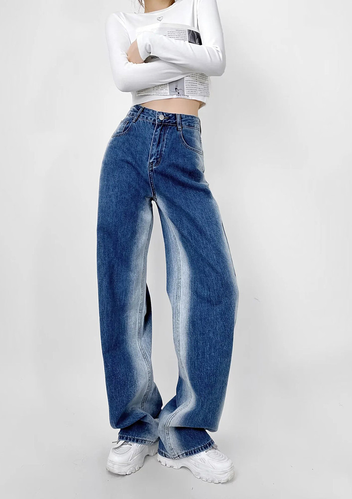 Gradient Blue Loose Straight Jeans