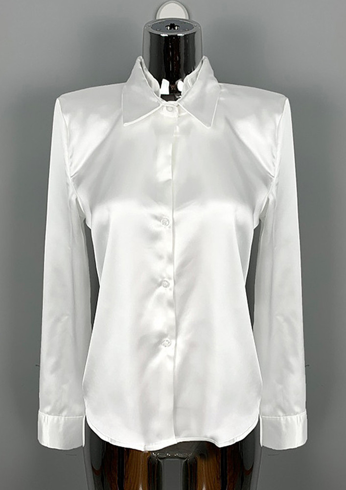 White Button-down Free Size Satin Shirt