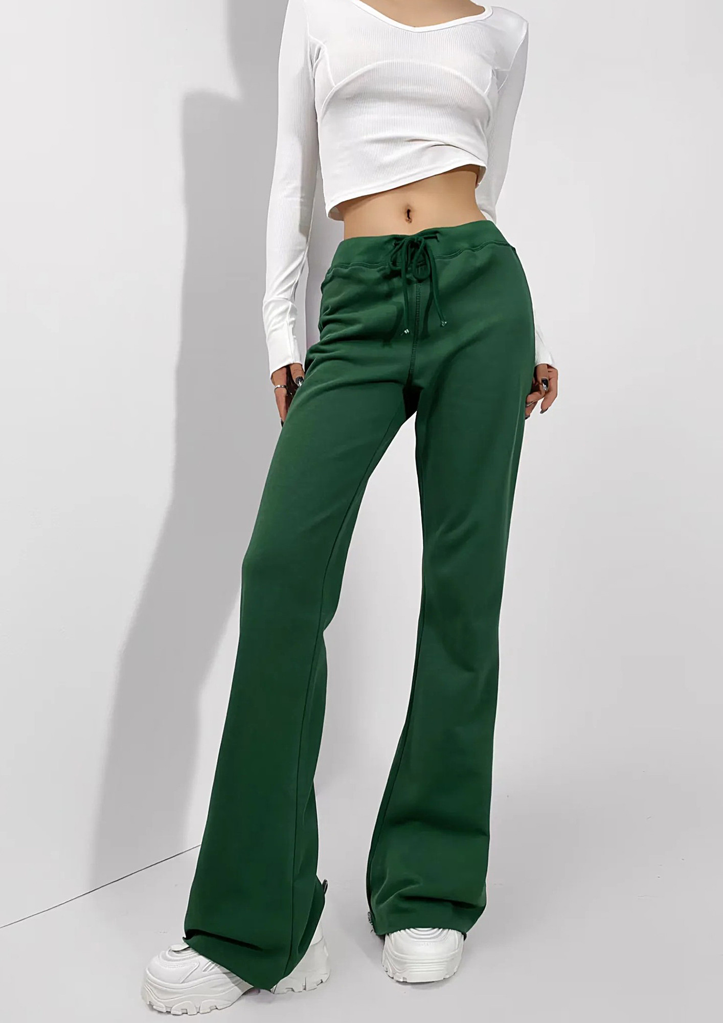 Mint Green High-Waisted Flare Pants | NOCTURNE | Wolf & Badger