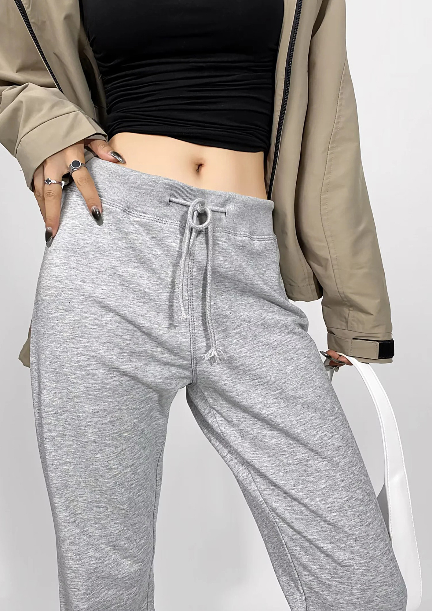 Buy Grey Drawstring Waist Flare Pants for Women Online in India