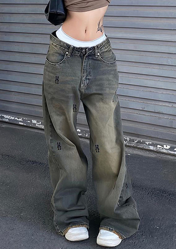 Luethbiezx Women Leg Pants High Waisted Baggy Jeans Side Pocket India