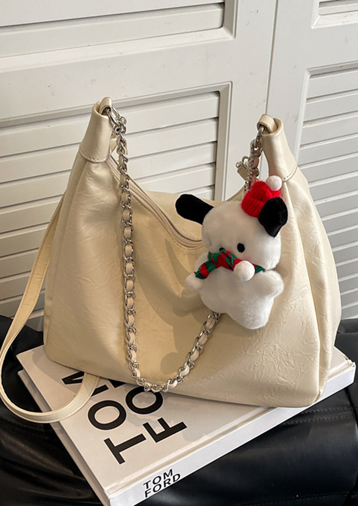 TEXTURED OFF-WHITE SMALL CROSSBODY BAG