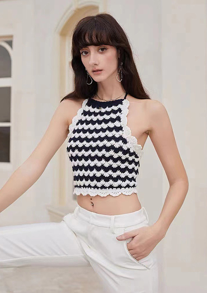 Black And White Free Size Crochet Top