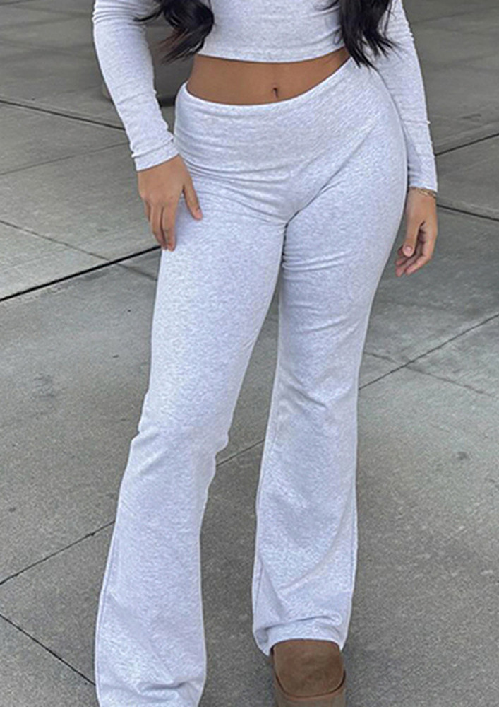 Grey Low-waisted Flare Pants