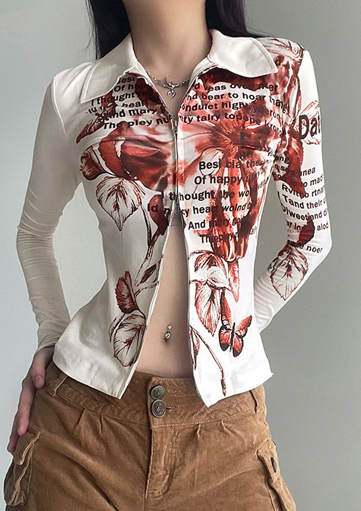 PRINTED DOUBLE-ENDED ZIPPER T-SHIRT