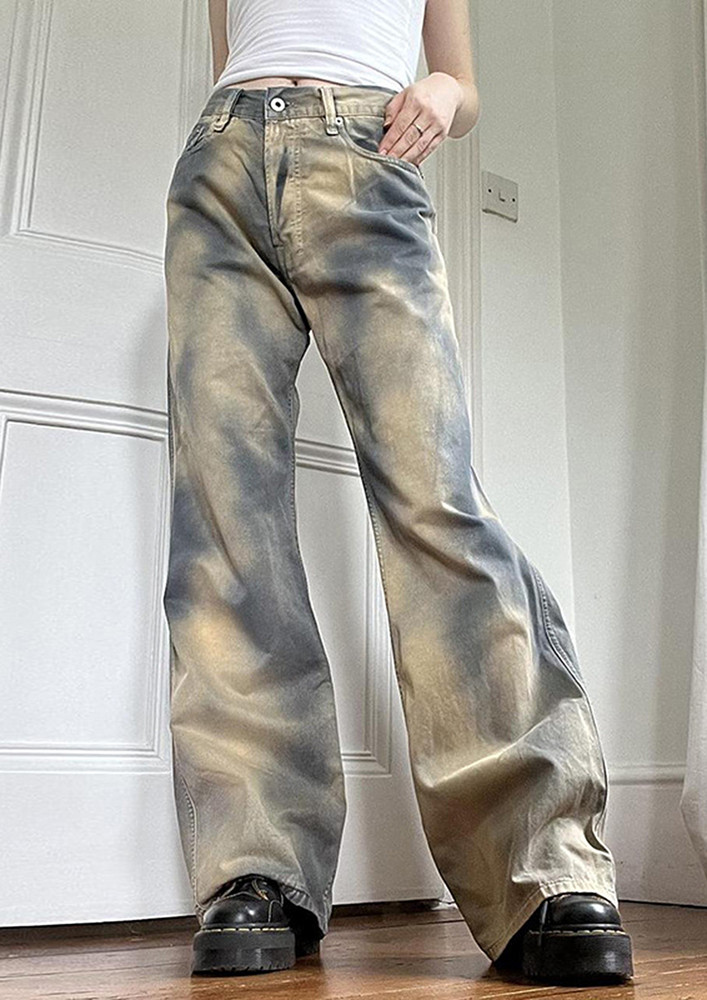 Tie-dye Low-waisted Retro Straight Jeans