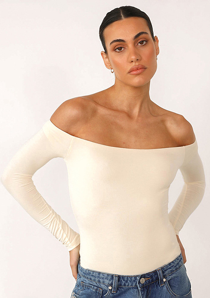 Off Shoulder Long Sleeves Apricot Top 