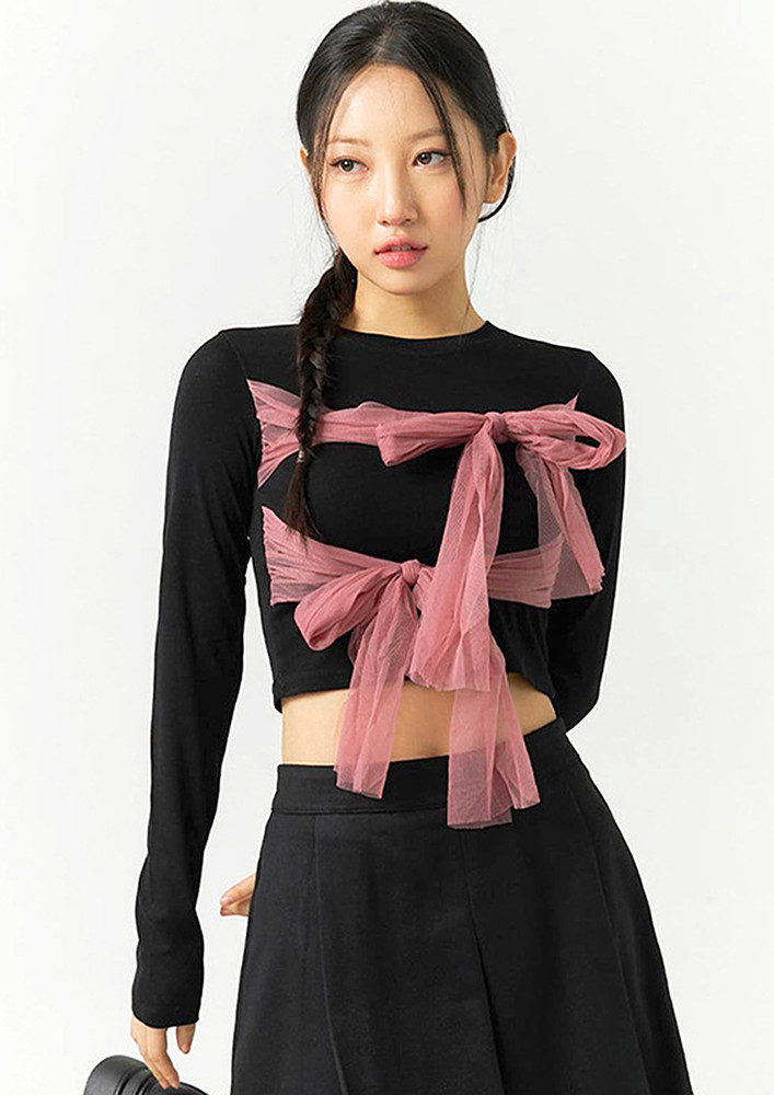Pink Bow-knot Ribbon Top