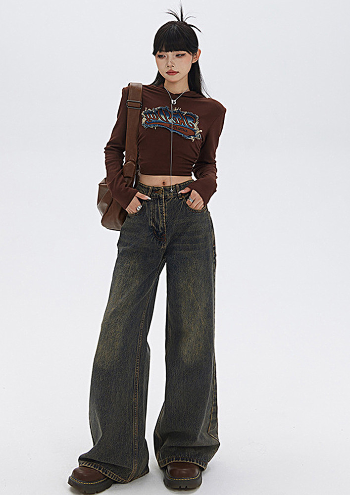 Wide Legged Washed Color Jeans