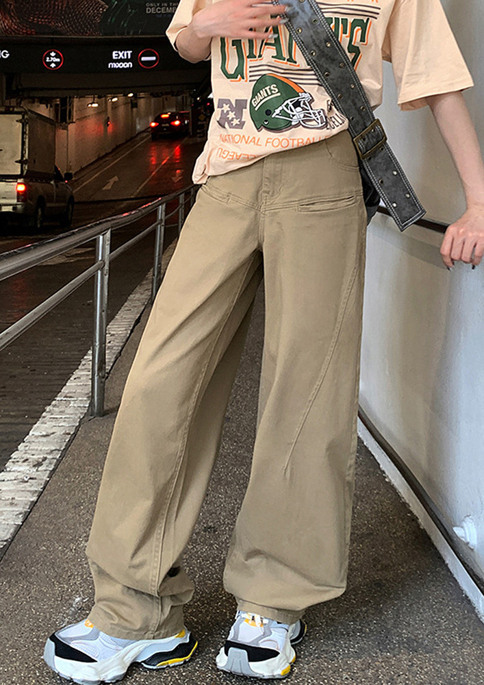 Khaki Ultra-wide Casual Pants