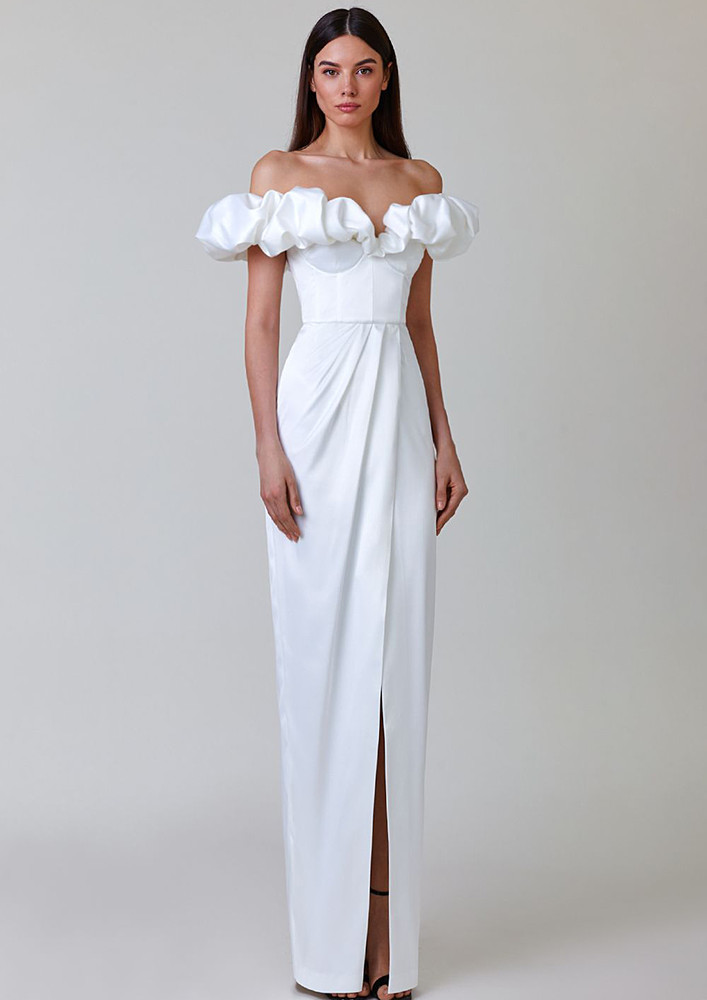 White Off-shoulder Sheath Dress